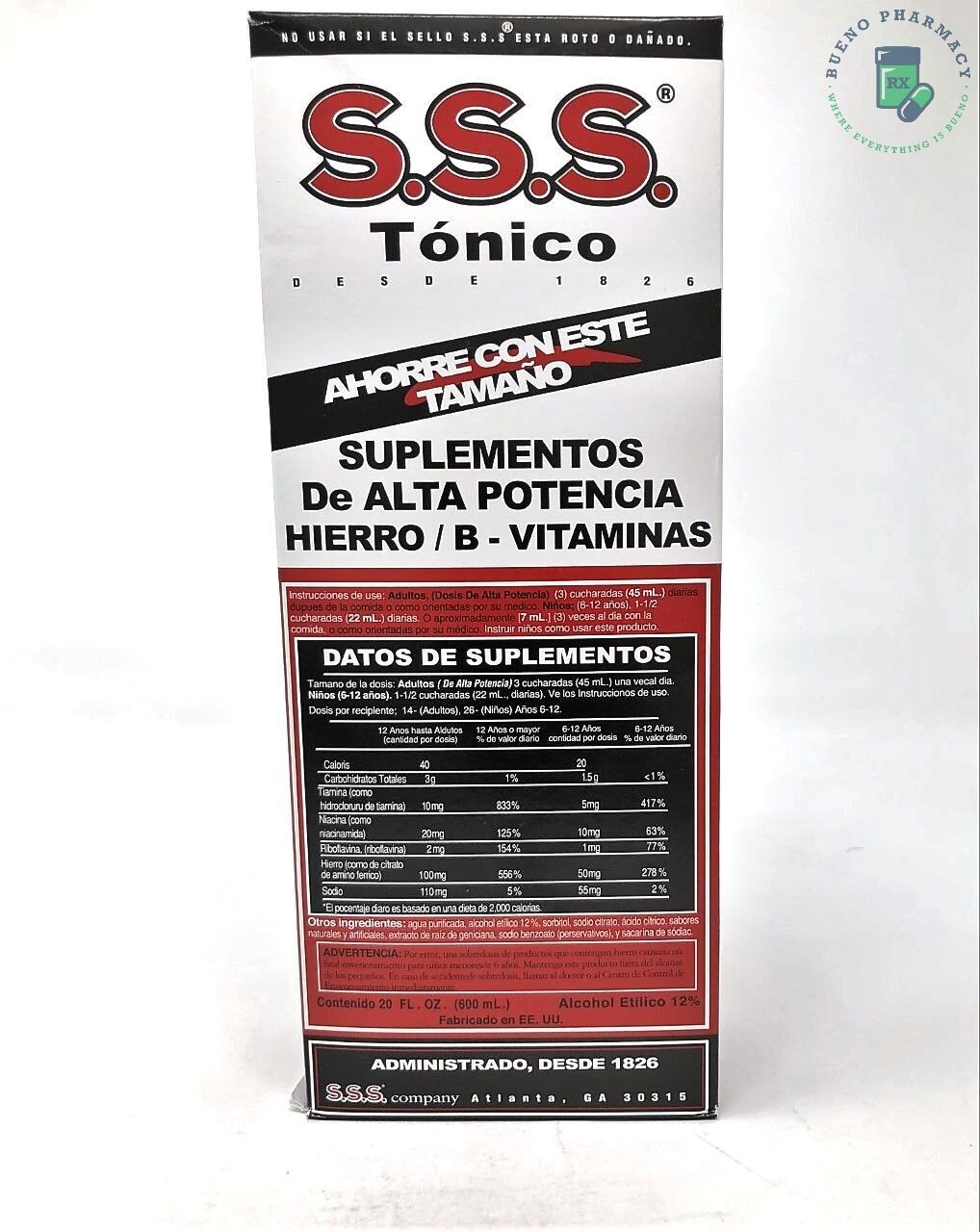 S.S.S Tonic Iron with Vitamin B Supplement 20FLOZ
