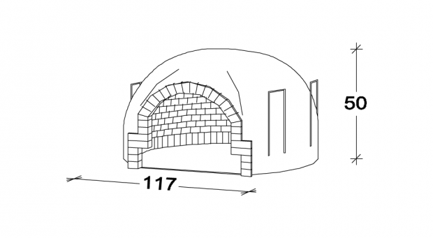 FORNO A LEGNA PREFABBRICATO IN COTTO REFRATTARIO DA 120x120