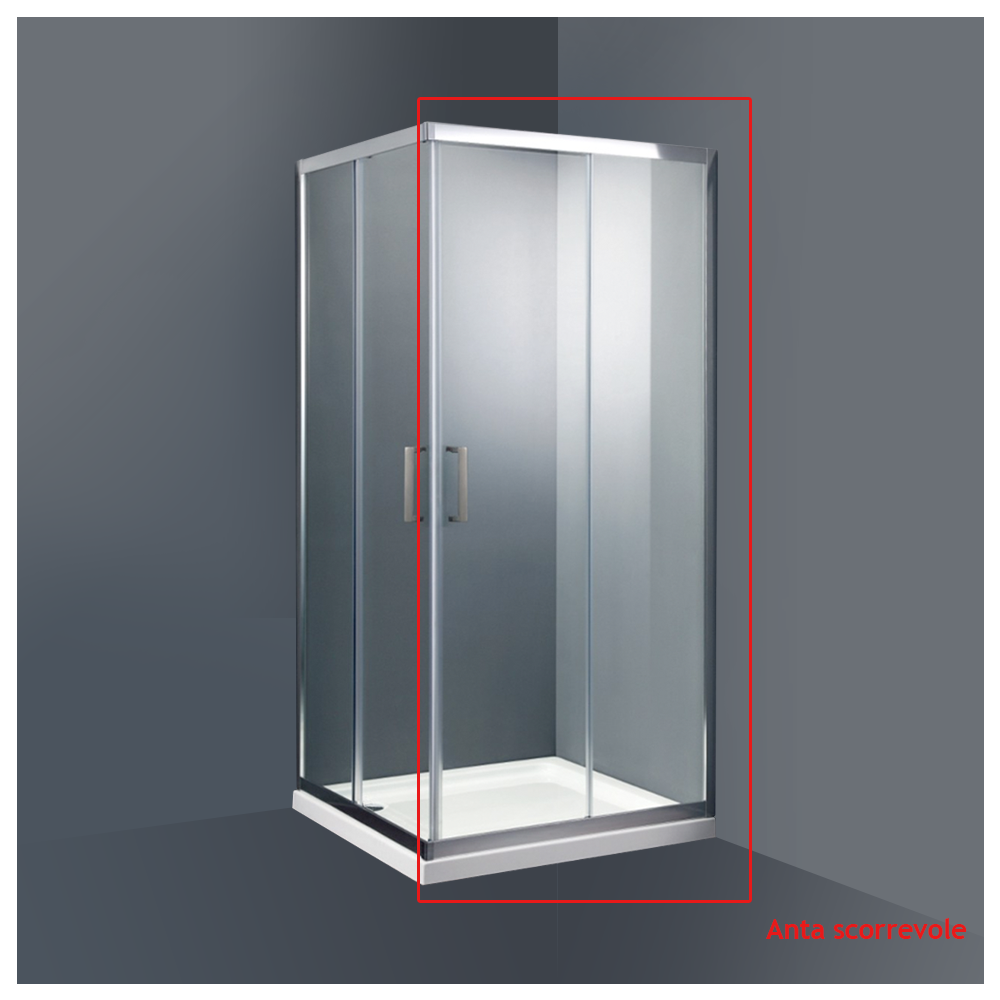 LATO DOCCIA SCORREVOLE CRISTALLO TEMP 6 MM CON ANTICALCARE PROFILO SILVER CRIST TRASP. 67-70