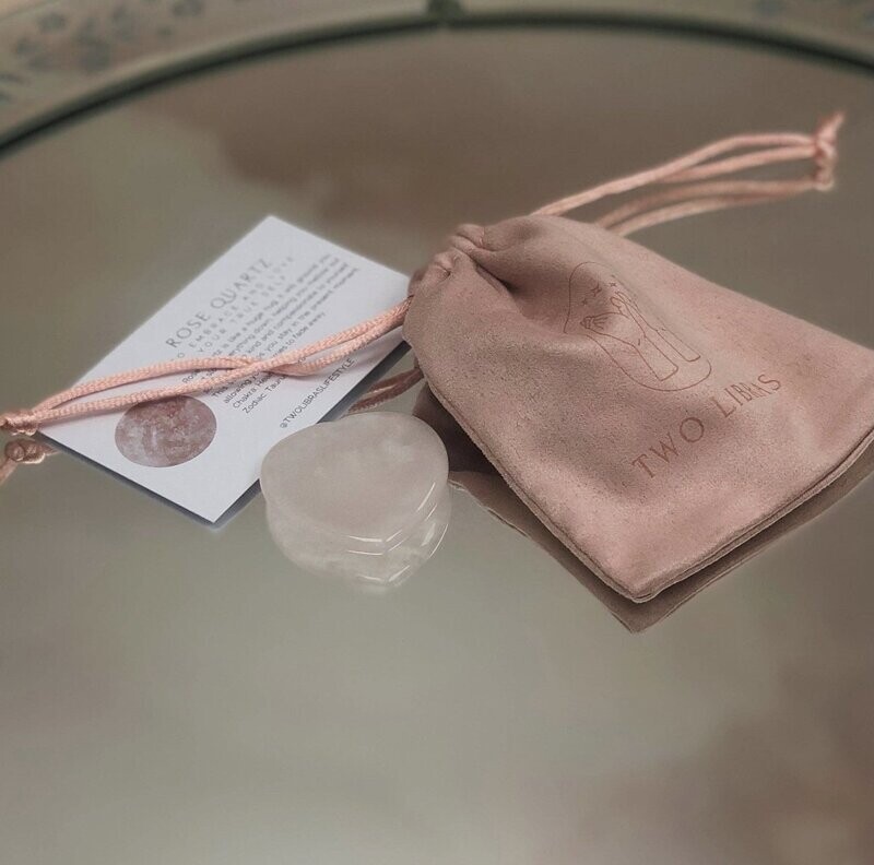 Rose Quartz Heart Worry Thumb Stone