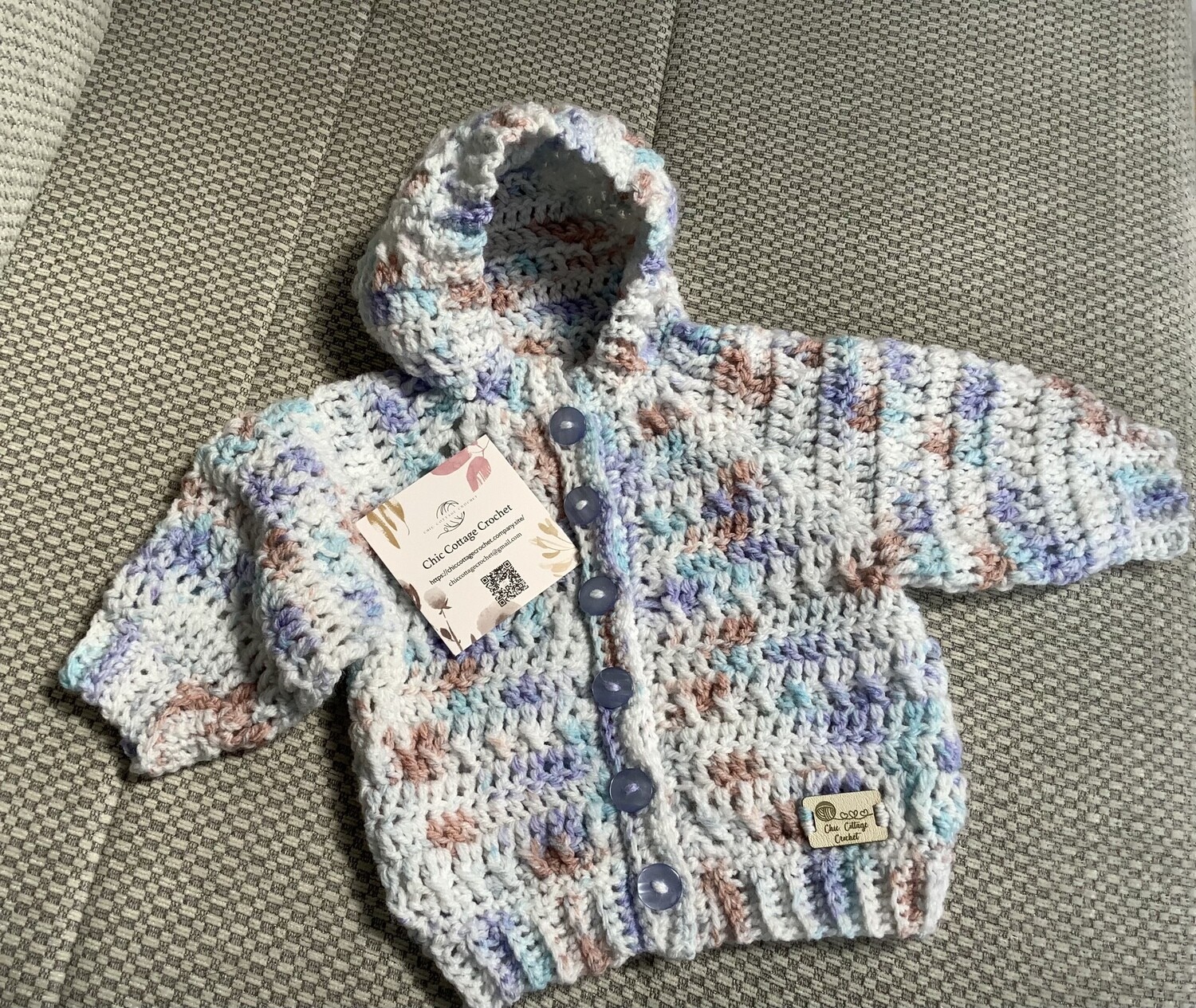 Crochet Hoodie - 0-3 Months