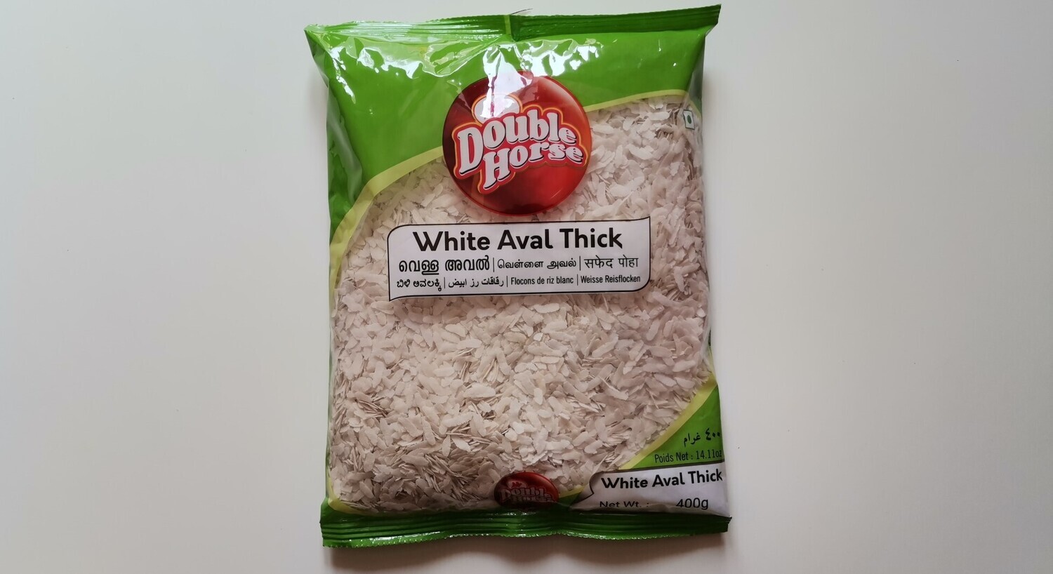Double Horse White Rice flakes (White Aval) Thick - 400 g