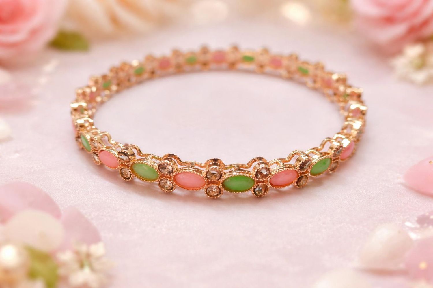 Pale pink crystal bangle