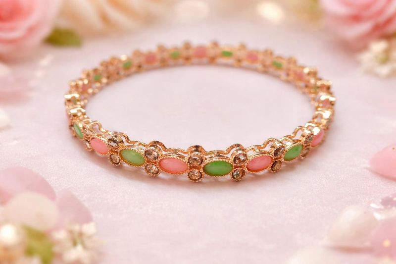 Pale pink crystal bangle