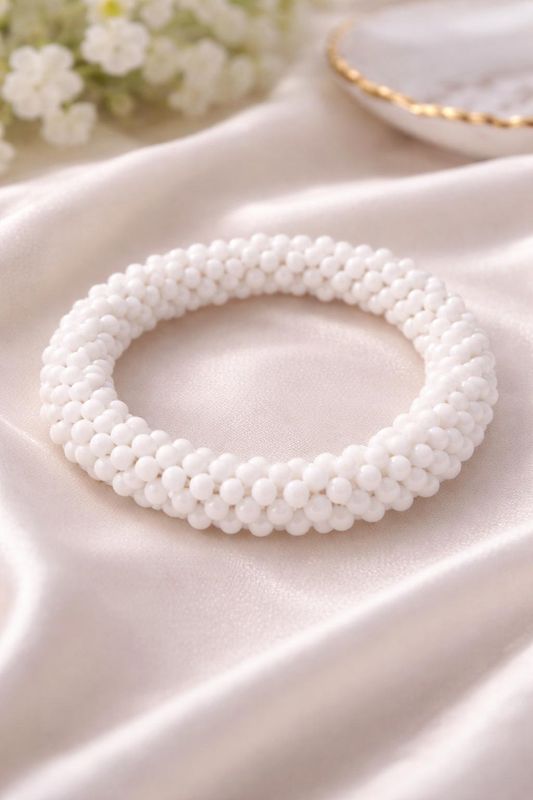 Bright white beaded bracelet