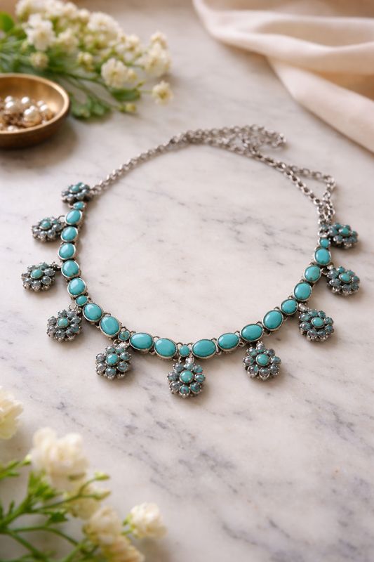 Mint-green beaded necklace