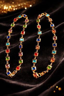 Gold-tone charm  anklets with small mixed charms