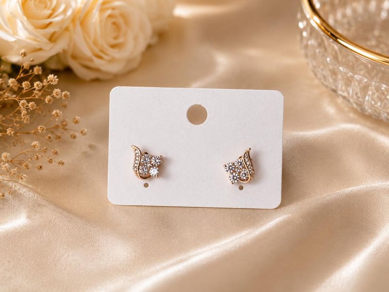 Elegant Crystal Leaf Stud Earring