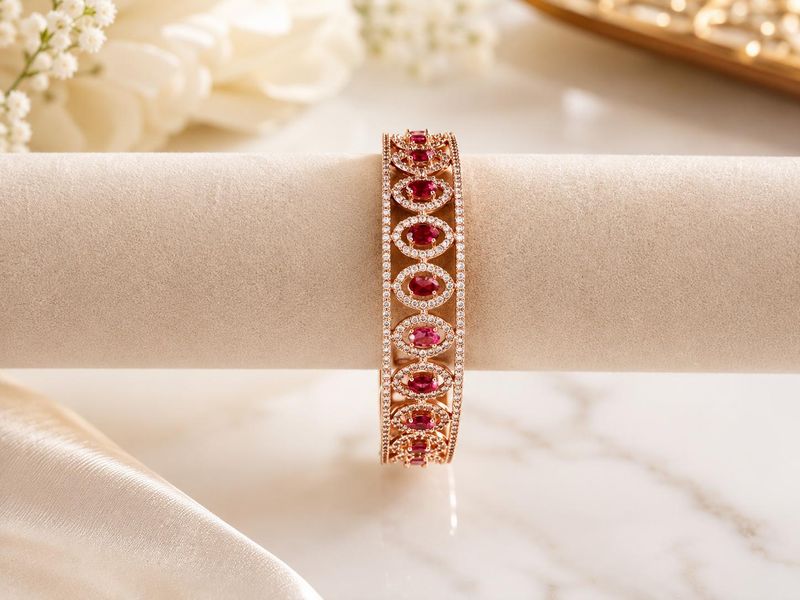Elegent  Red Crystal Openwork Bangle