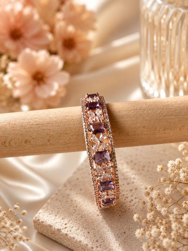 Classic Bangle with a Pop of Purple stone and white stone
