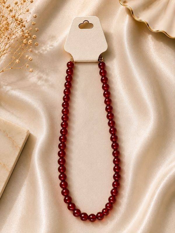 Maroon Beaded Neck Chain