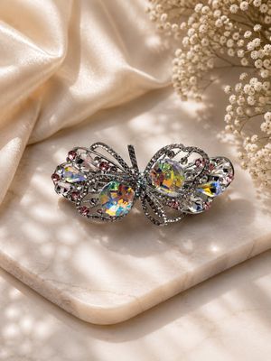 ​Iridescent Crystal Butterfly Hair Clip 🦋✨