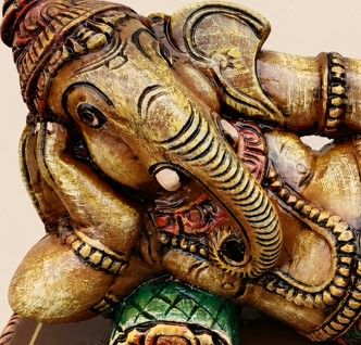 Sleeping Ganesh Wooden hand carved (Reclining Ganesha)