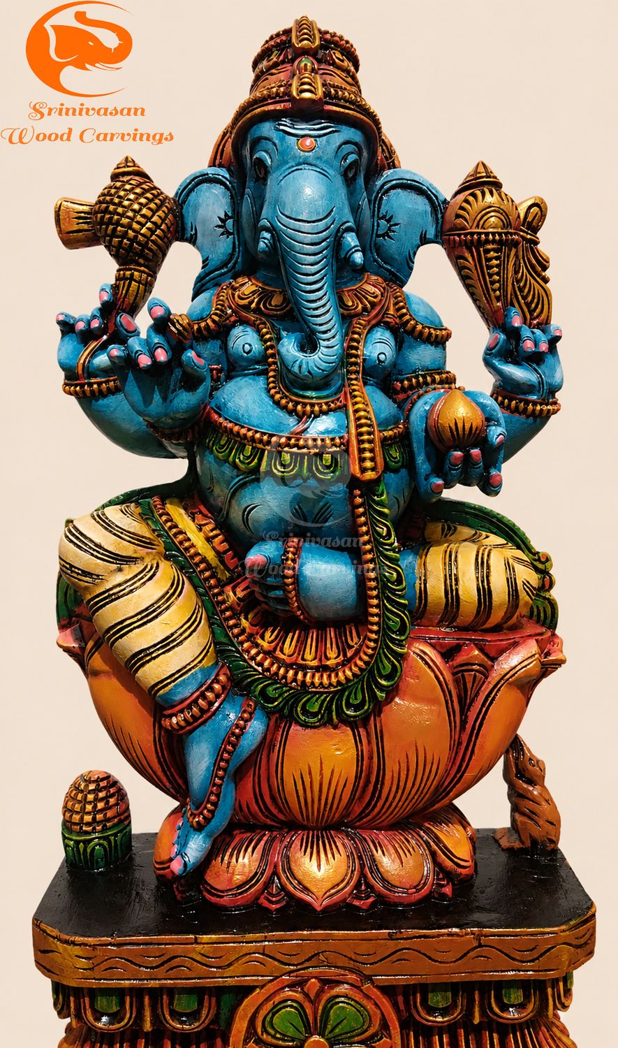 24" Royal Ganesha Wooden Sculpture 24" Royal Ganesha Wooden Sculpture