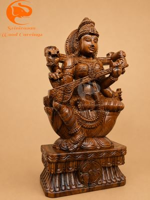 24" Polished Saraswathi - Goddess of Knowledge & Wisdom