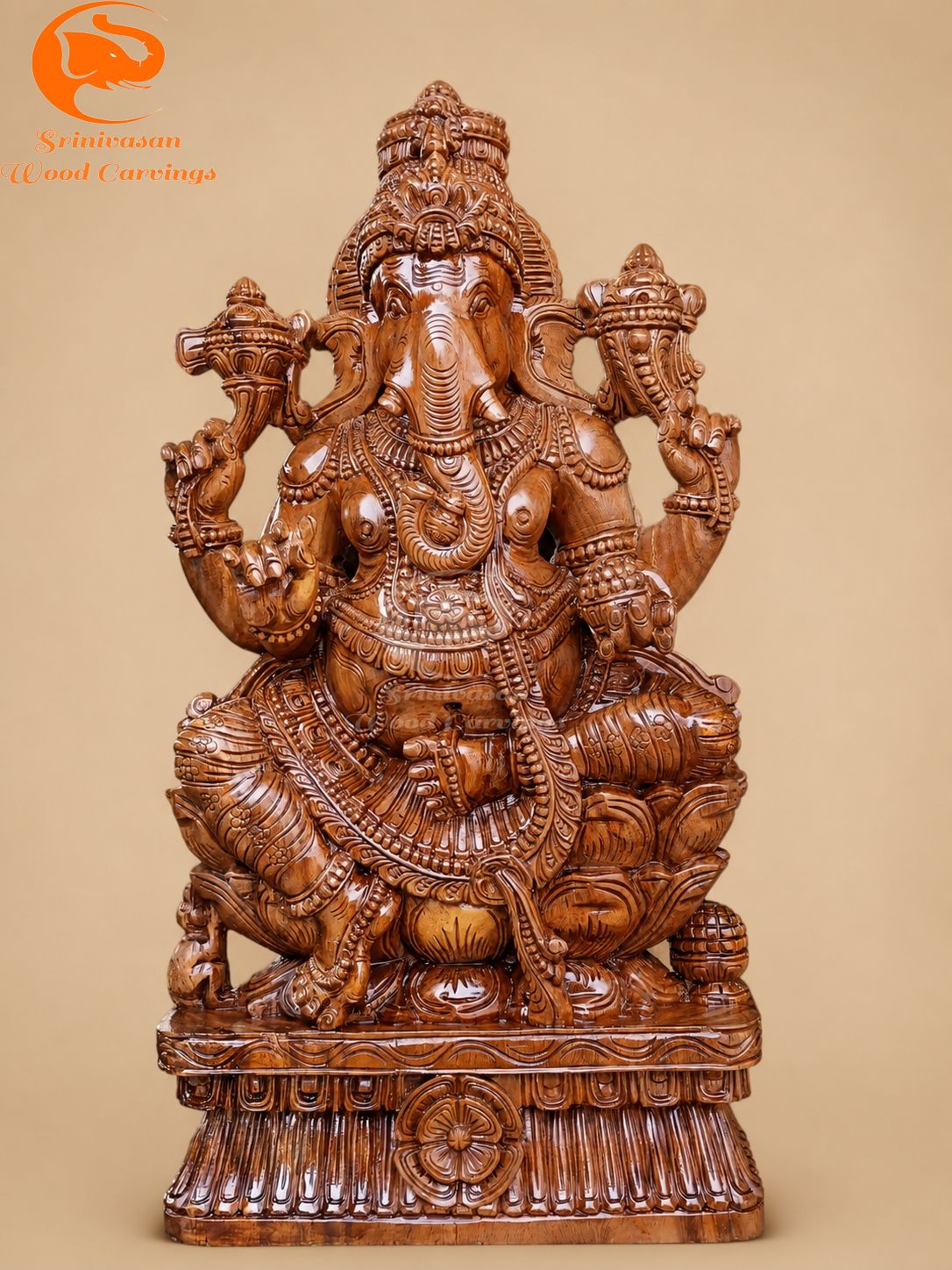 36" Auspicious Ganesha Artwork with Glossy Finish 36" Auspicious Ganesha Artwork with Glossy Finish