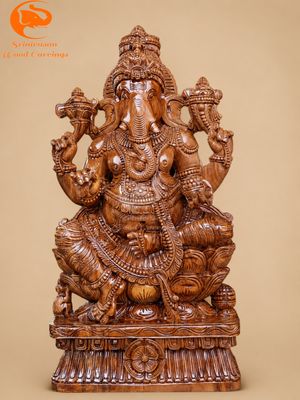 36" Auspicious Ganesha Artwork with Glossy Finish