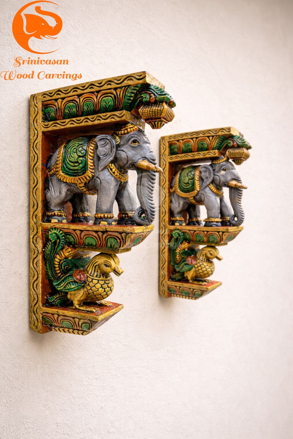 18" Multicoloured Elephant wall Hanging Bracket 18" Multicoloured Elephant wall Hanging Bracket