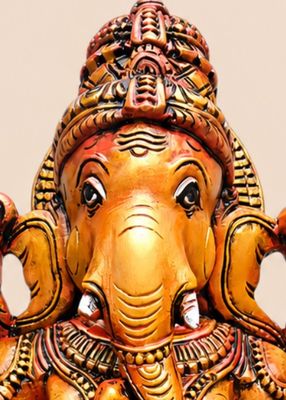 24" Traditional Wooden Vinayagar Statue with Multicoloured Finishing