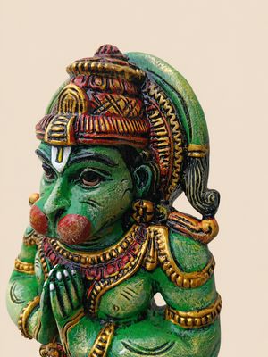 24" Powerful Hanuman Wooden Statue