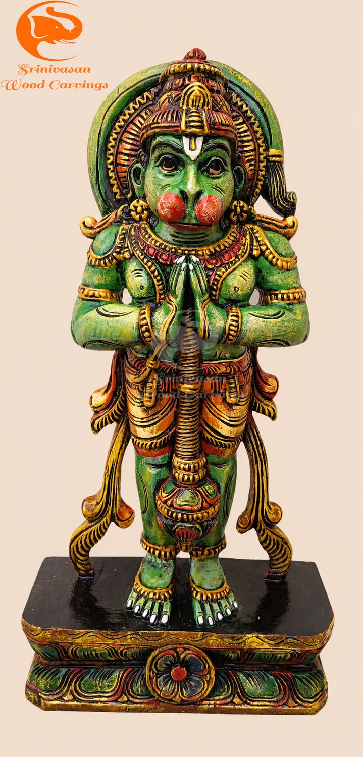 24" Powerful Hanuman Wooden Statue 24" Powerful Hanuman Wooden Statue