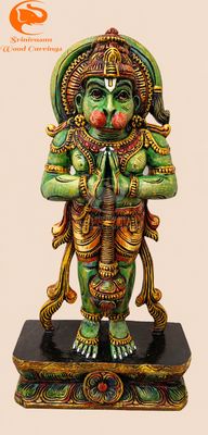 24" Powerful Hanuman Wooden Statue 24" Powerful Hanuman Wooden Statue