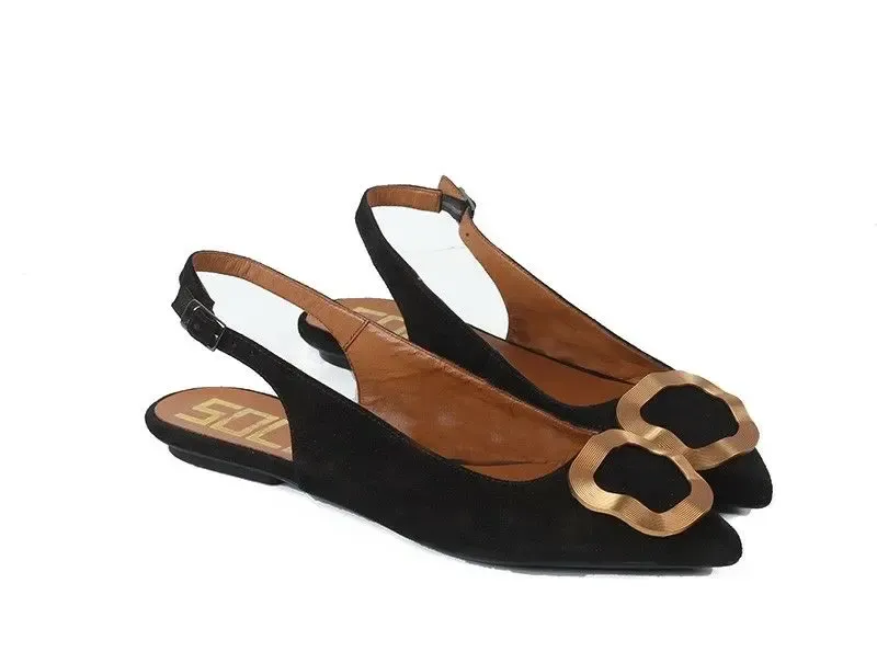 elegantne crne sandale ravne