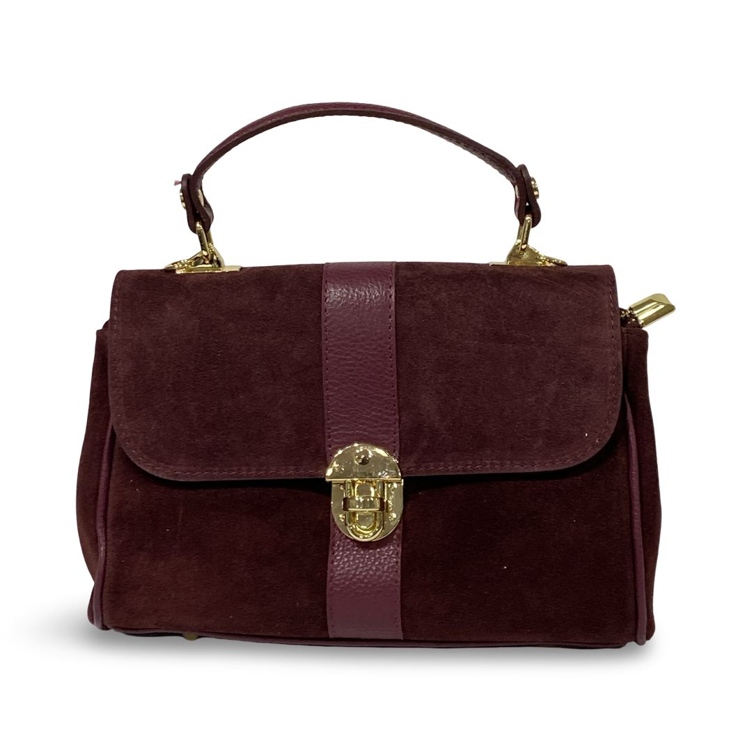 Italijanska torba Višnja– velur -koža