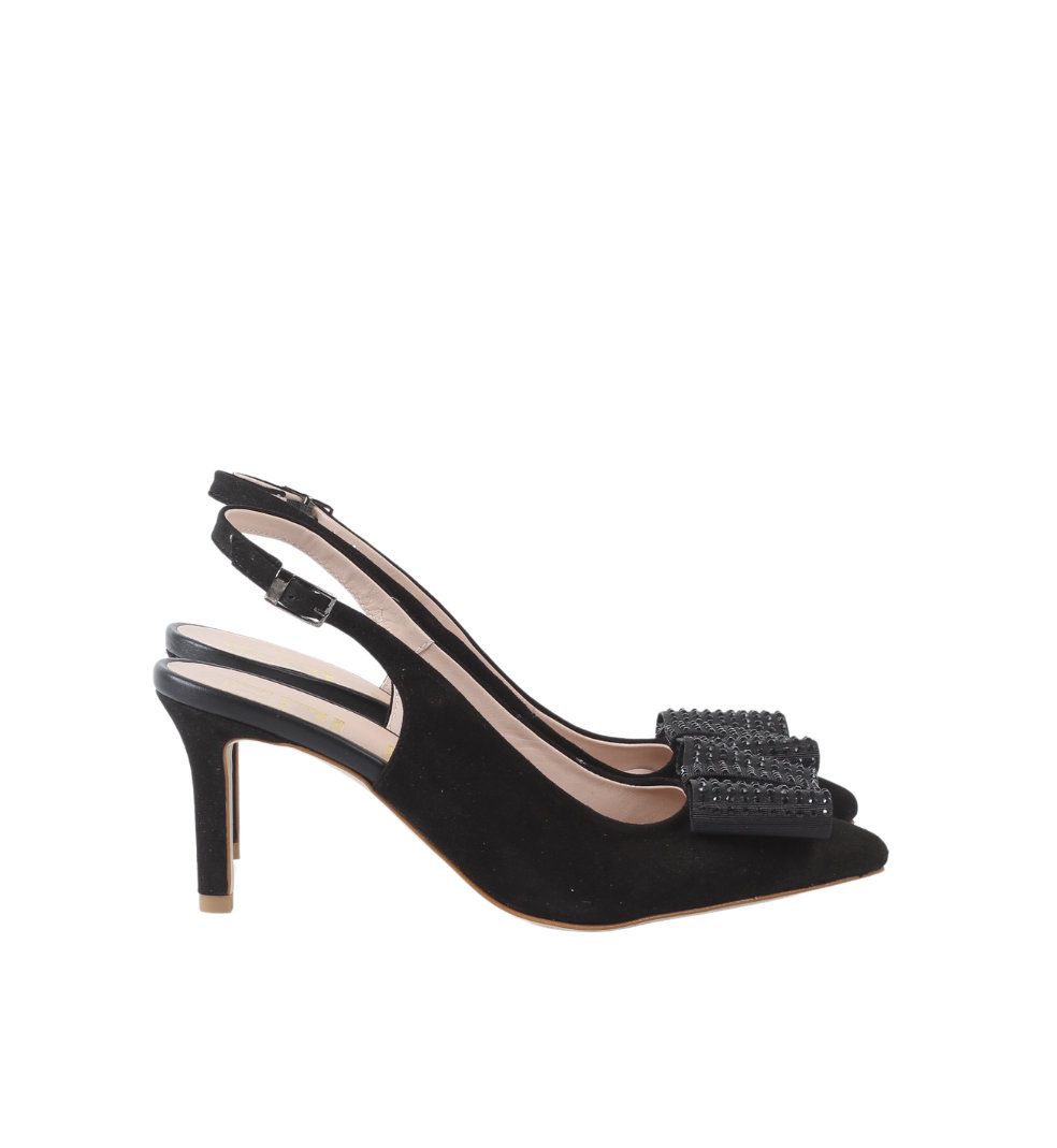 Velurske kožne sandale sa mašnom