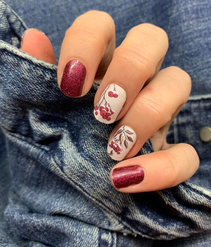 Snowberries, Overlay, 16er-Nagelfolie