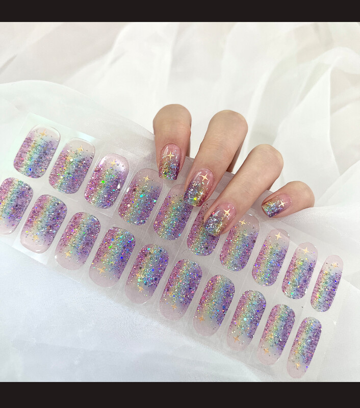 Spectacular Rainbow Deluxe, teiltransparent, 22er Nagelfolie Spectacular Rainbow Deluxe, teiltransparent, 22er Nagelfolie