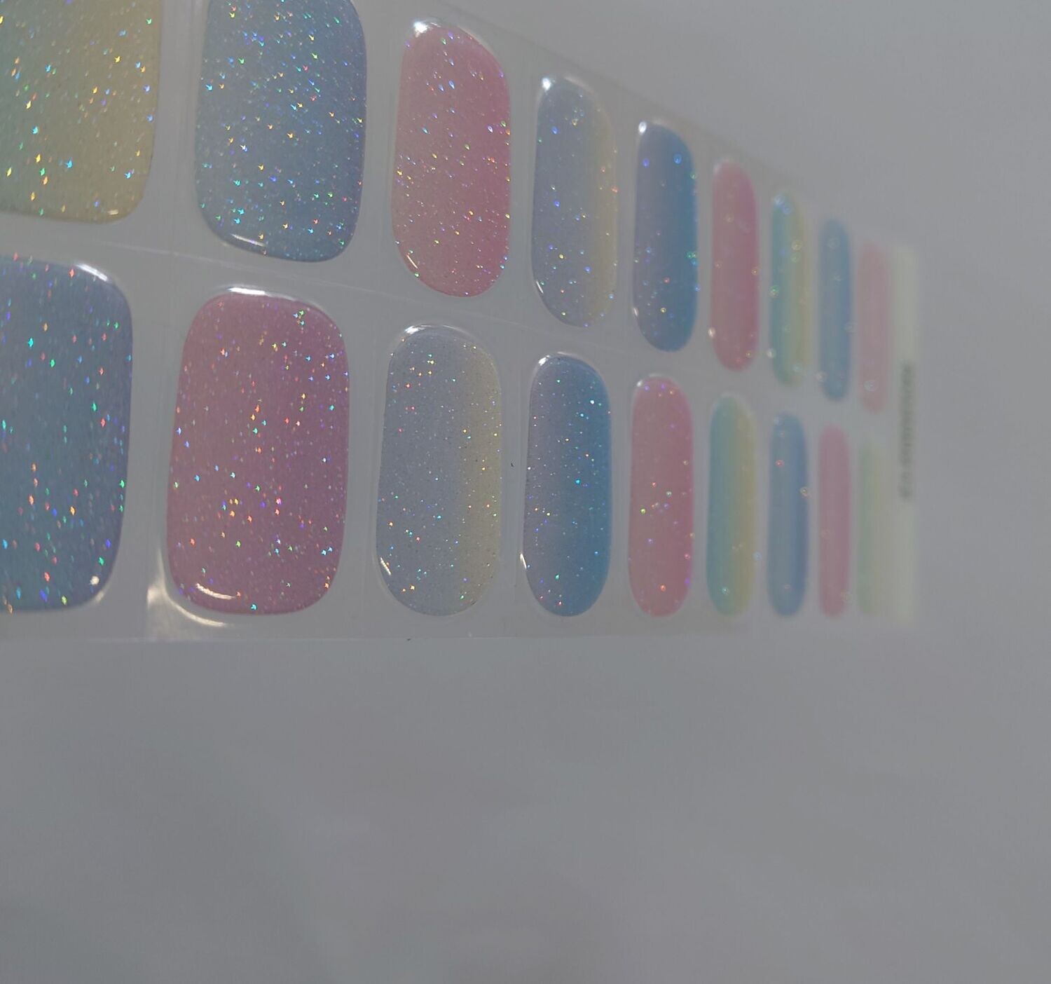 Pastel Glitter, leicht semitransparent, UV-Gel-Folie, 20er-Nagelfolie Magic Nail Wraps NG200212