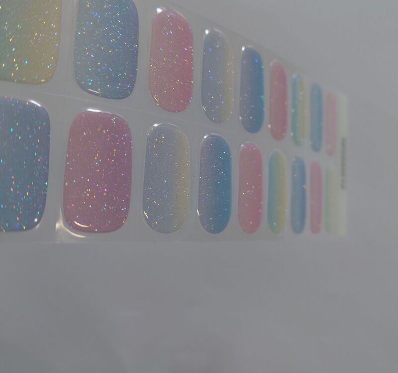 Pastel Glitter, leicht semitransparent, UV-Gel-Folie, 20er-Nagelfolie Magic Nail Wraps NG200212 Pastel Glitter, leicht semitransparent, UV-Gel-Folie, 20er-Nagelfolie Magic Nail Wraps NG200212