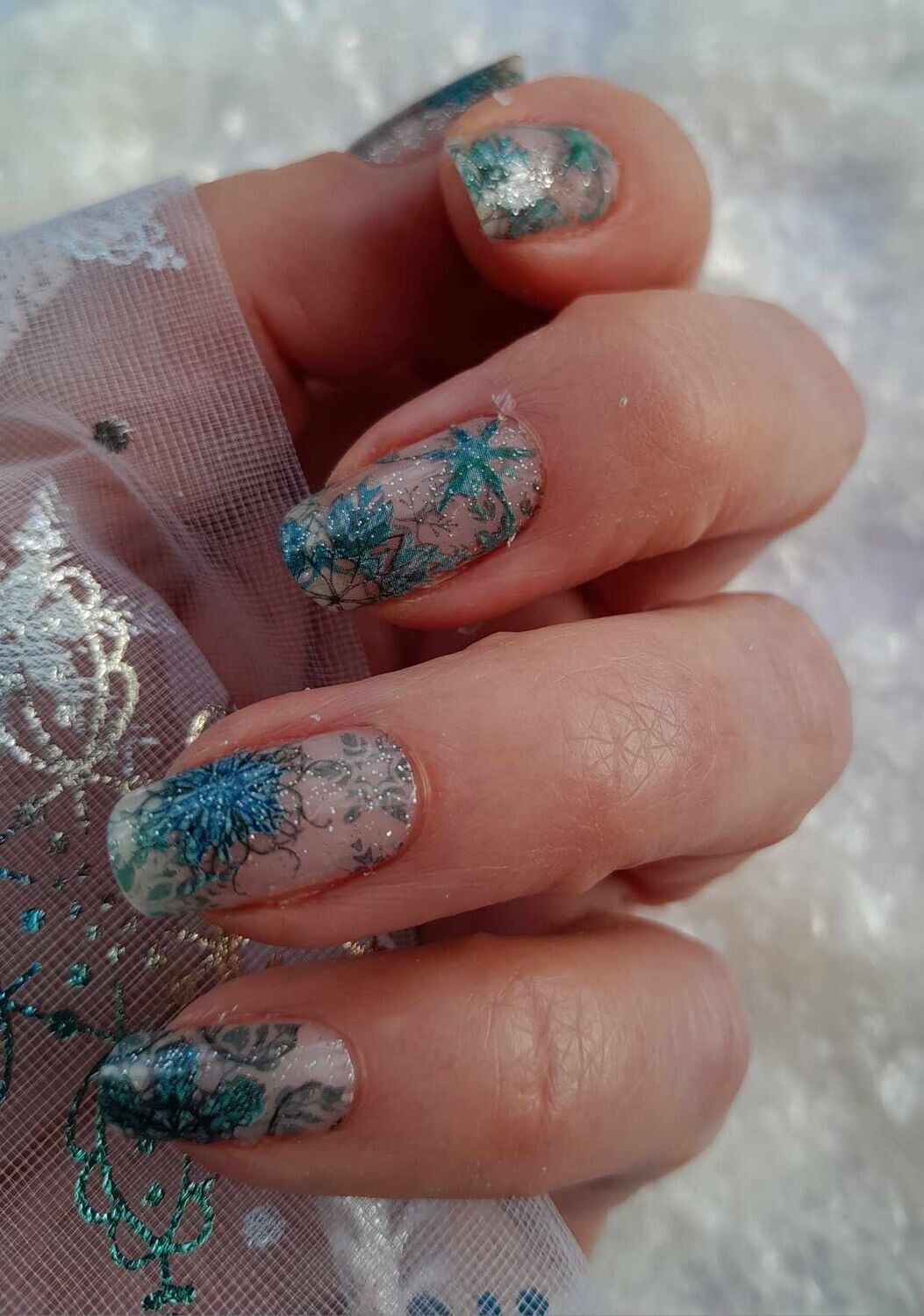 Frosty Crystals, Overlay, transparente 16er-Nagelfolie