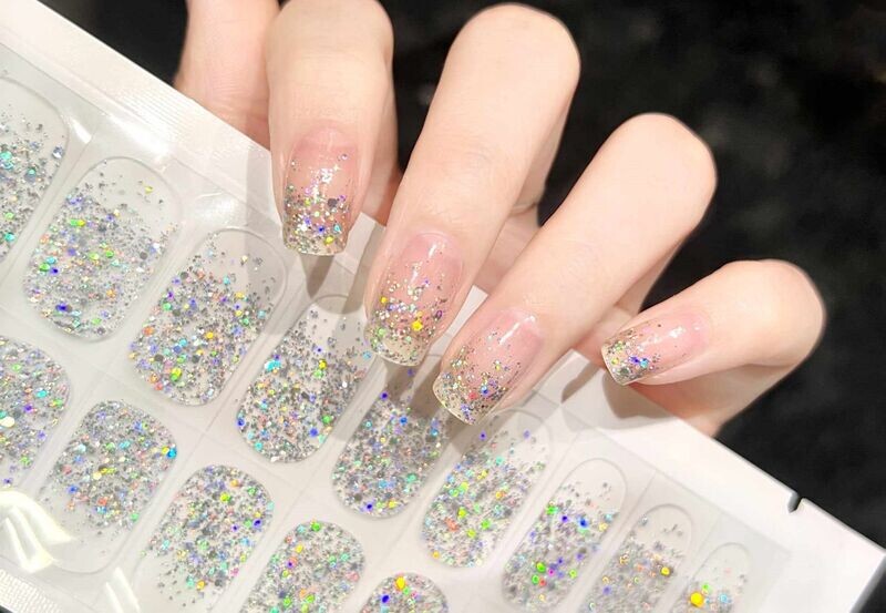 Silver Glitter French Deluxe, 22er Nagelfolie Silver Glitter French Deluxe, 22er Nagelfolie