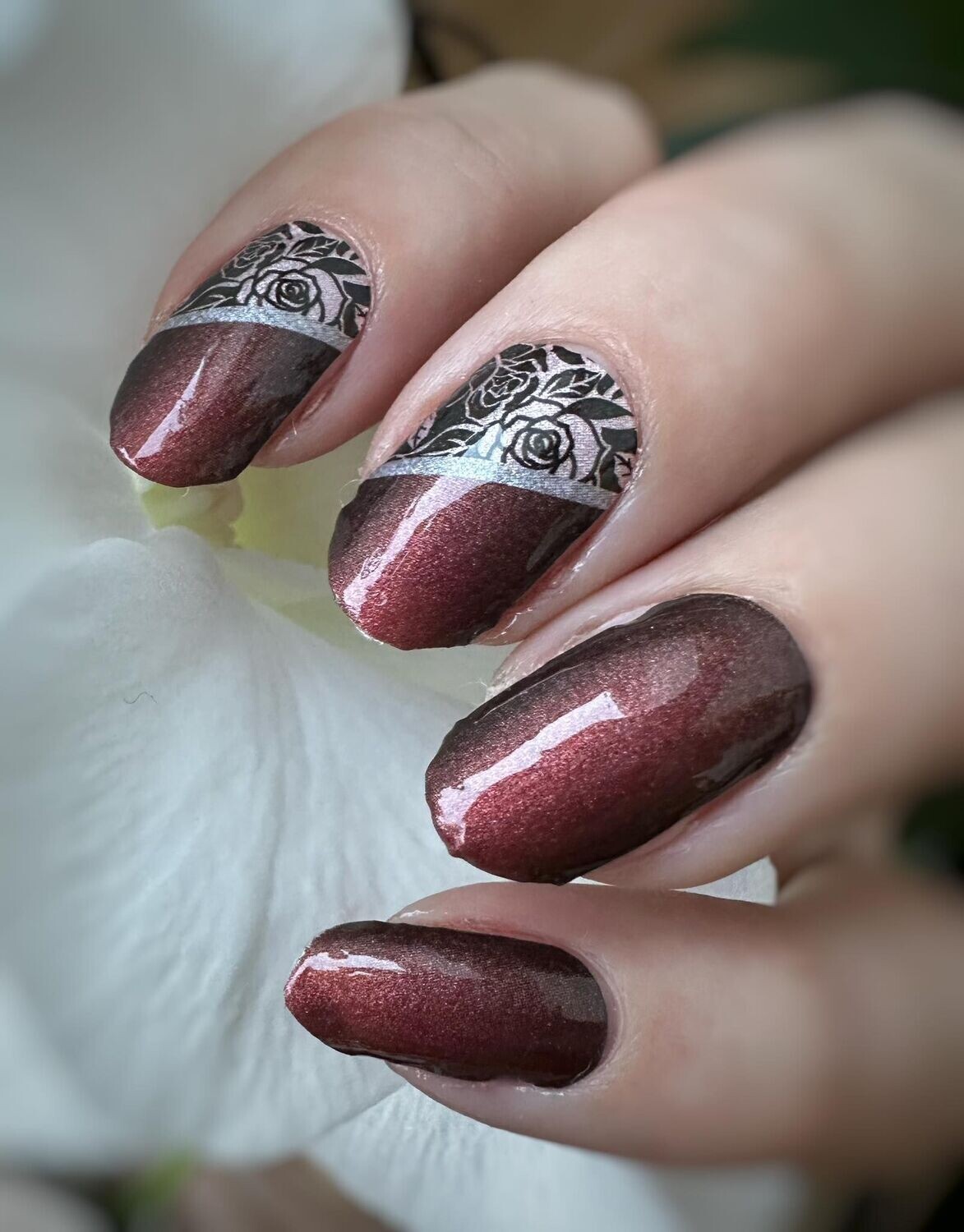 Burgund Fashion, pearly, 16-er Nagelfolie