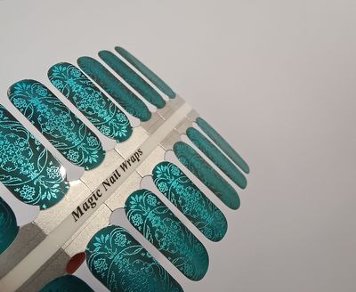 Awesome Teal Heart, 16er-Nagelfolie Magic Nail Wraps Exklusivdesign Awesome Teal Heart, 16er-Nagelfolie Magic Nail Wraps Exklusivdesign