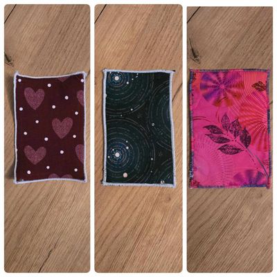 Magic Cuticle Washie 3er-Pack (bordeaux, pink, dunkelgrün gemustert), handgenäht, Magic Nail Wraps Magic Cuticle Washie 3er-Pack (bordeaux, pink, dunkelgrün gemustert), handgenäht, Magic Nail Wraps