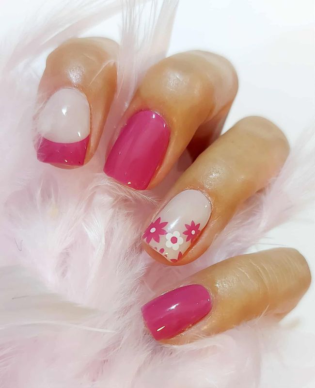 Fuchsia French Flowers, UV-Gel-Folie, 20er-Nagelfolie Magic Nail Wraps NG200615