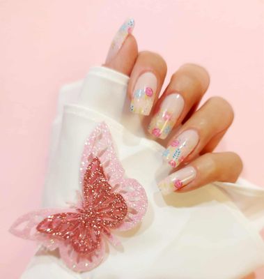 Flower Kiss, leicht semitransparente UV-Gel-Folie, 20er-Nagelfolie Magic Nail Wraps NG200586