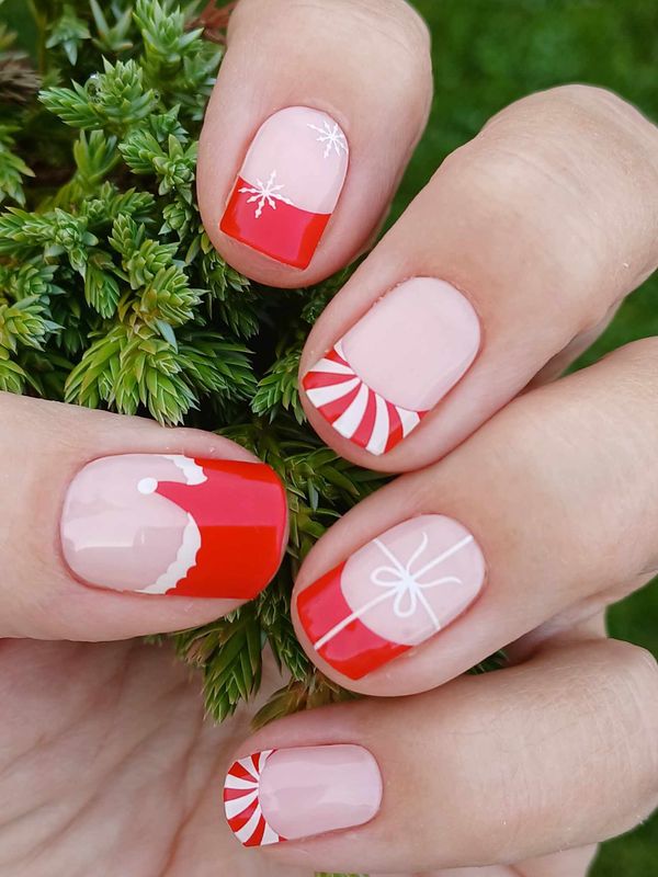 Christmas Gift, teilweise milky-semitransparente UV-Gel-Folie, 20er-Nagelfolie Magic Nail Wraps, NG200420