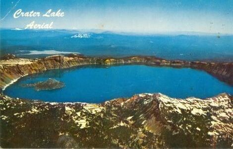 1950s Chrome Postcard: Crater Lake, Oregon - Aerial view C11801