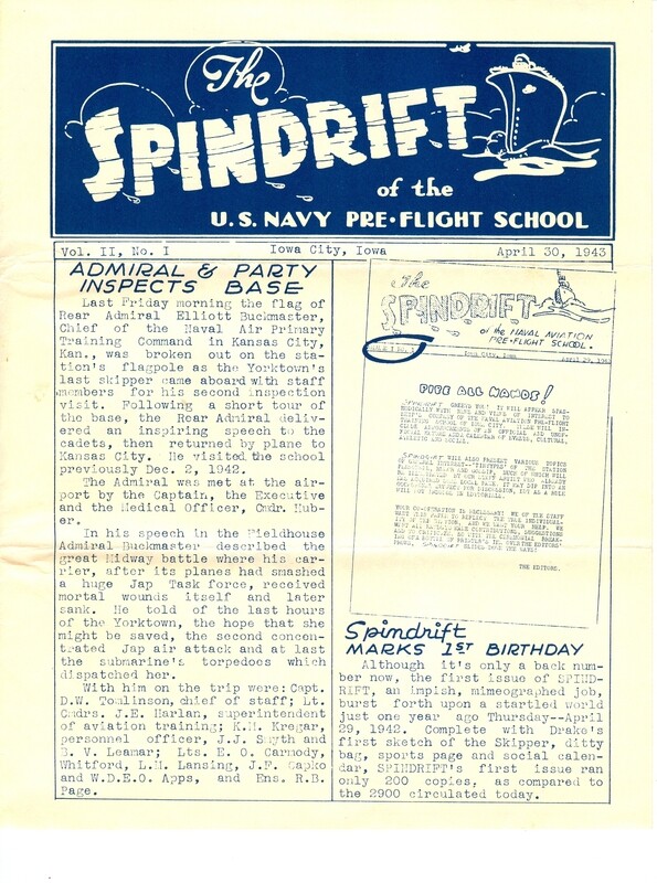 Spindrift v2 #1, 4/30/1943 Iowa City US Navy Pre-Flight School, Ted Drake &#39;toons