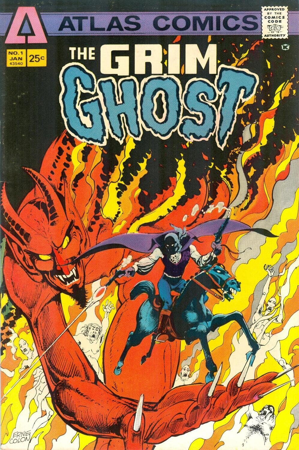 Grim Ghost #1 - Atlas Comics (Seaboard) VF/NM, January 1975 25¢ cover