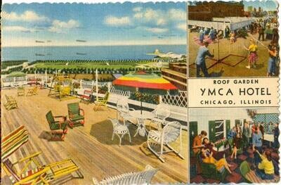 1953 Linen: Roof Garden YMCA Hotel, Chicago, Illinois