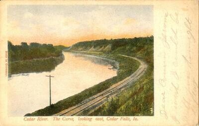 1907 Cedar River. The Curve looking east, Cedar Falls