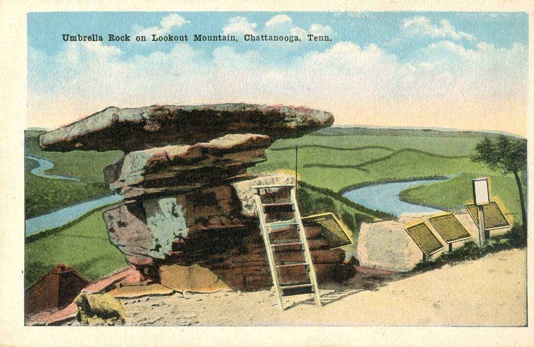 1920s Postcard: Umberella Rock on Lookout Mountain