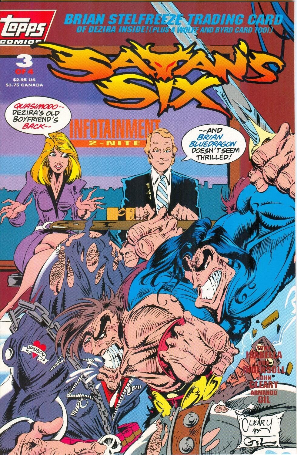 Satan&#39;s Six #3 - Topps Comics - June 1993, $2.95 cover, John Cleary art