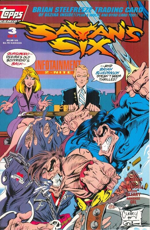 Satan&#39;s Six #3 - Topps Comics - June 1993, $2.95 cover, John Cleary art
