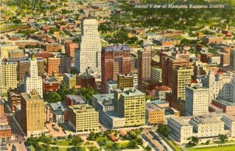1940 Linen Postcard: Aerial View of Memphis (Tennessee) Business District